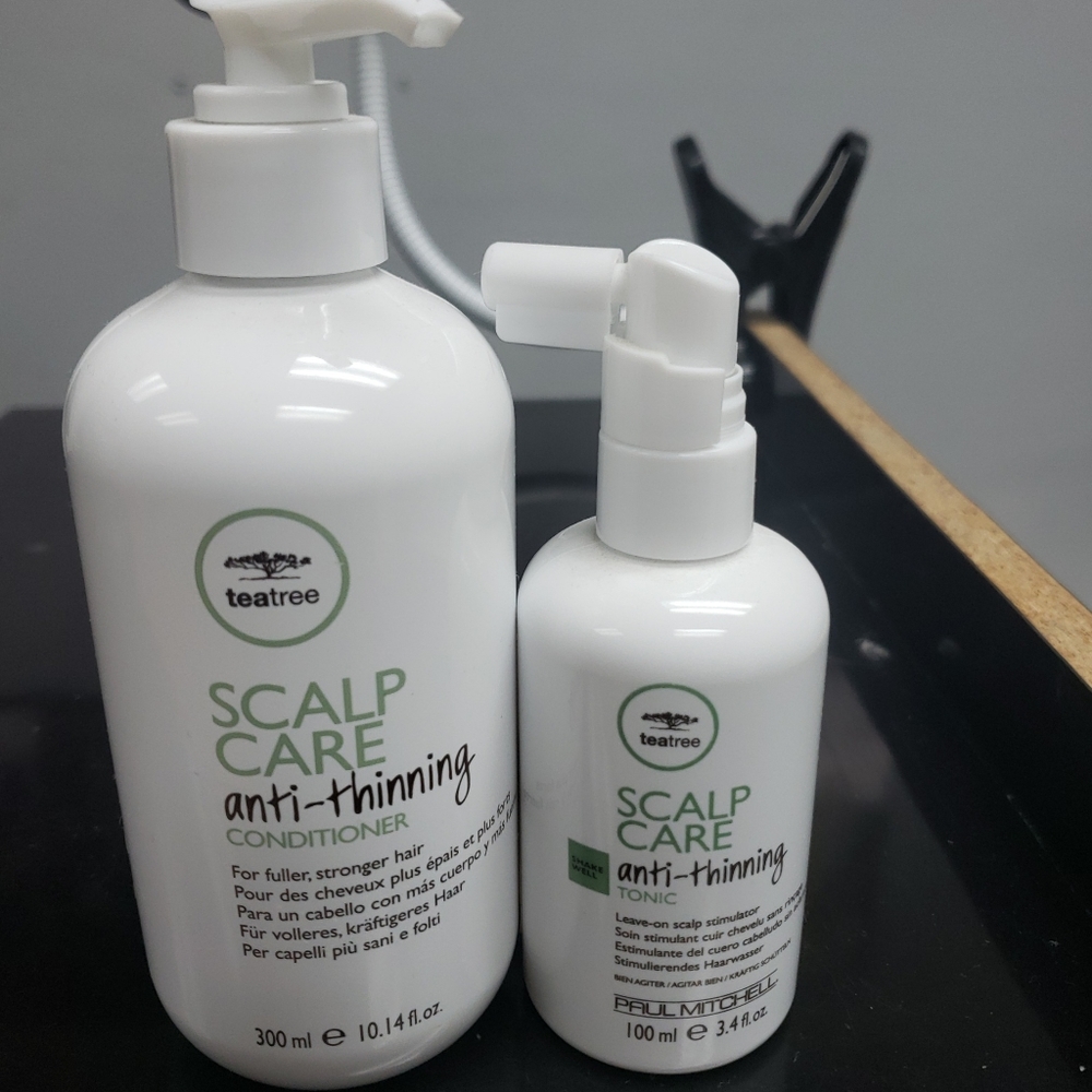 Tea tree anti-thinning conditioner and leave-on